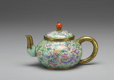 图片[3]-Copper teapot with paired butterflies and flowers decoration in painted enamels, Qing dynasty, Qianlong reign (1736-1795)-China Archive